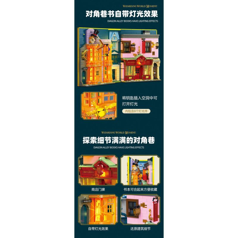 JIESTAR JJ9057 9057 CUỐN SÁCH HẺM CHÉO KỲ DIỆU bộ đồ chơi xếp lắp ráp ghép mô hình Harry Potter WIZARD WORLD MONMENT WHEEZES STORE & QUALITY SPORT SUPPLIES Chú Bé Phù Thủy 1940 khối