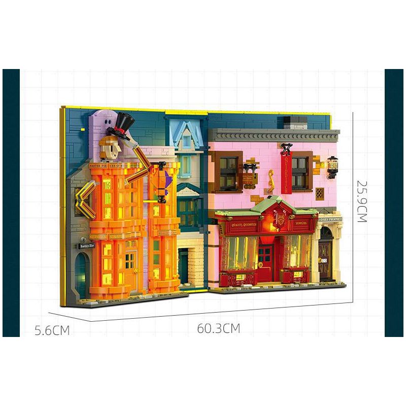 JIESTAR JJ9057 9057 CUỐN SÁCH HẺM CHÉO KỲ DIỆU bộ đồ chơi xếp lắp ráp ghép mô hình Harry Potter WIZARD WORLD MONMENT WHEEZES STORE & QUALITY SPORT SUPPLIES Chú Bé Phù Thủy 1940 khối