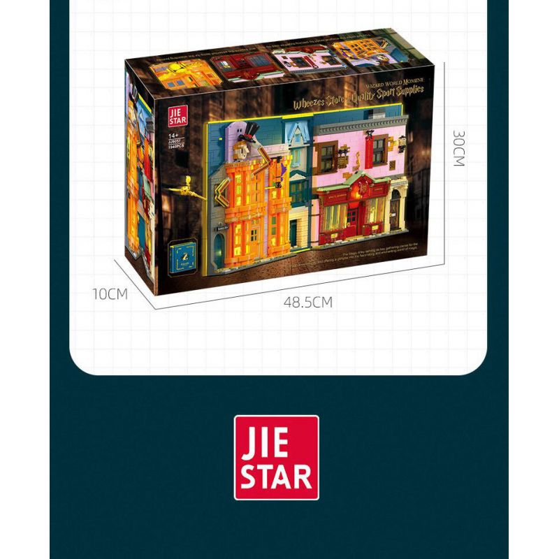 JIESTAR JJ9057 9057 CUỐN SÁCH HẺM CHÉO KỲ DIỆU bộ đồ chơi xếp lắp ráp ghép mô hình Harry Potter WIZARD WORLD MONMENT WHEEZES STORE & QUALITY SPORT SUPPLIES Chú Bé Phù Thủy 1940 khối