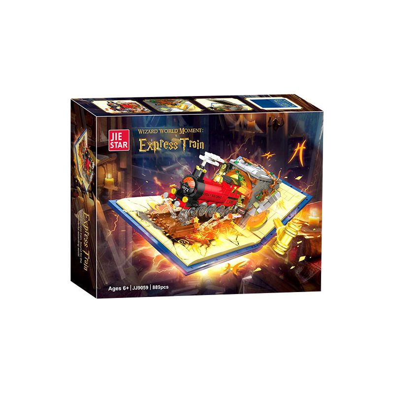 JIESTAR JJ9059 9059 CUỐN SÁCH TÀU MA THUẬT bộ đồ chơi xếp lắp ráp ghép mô hình Harry Potter WIZARD WORLD MONMENT EXPRESS TRAIN Chú Bé Phù Thủy 889 khối