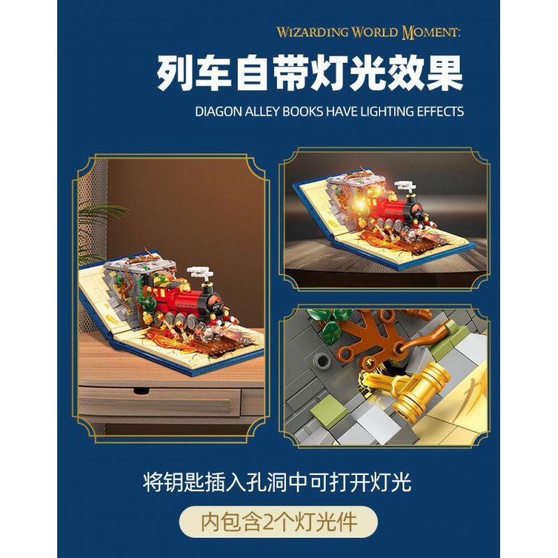 JIESTAR JJ9059 9059 CUỐN SÁCH TÀU MA THUẬT bộ đồ chơi xếp lắp ráp ghép mô hình Harry Potter WIZARD WORLD MONMENT EXPRESS TRAIN Chú Bé Phù Thủy 889 khối