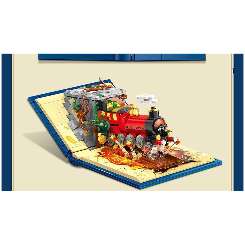 JIESTAR JJ9059 9059 CUỐN SÁCH TÀU MA THUẬT bộ đồ chơi xếp lắp ráp ghép mô hình Harry Potter WIZARD WORLD MONMENT EXPRESS TRAIN Chú Bé Phù Thủy 889 khối