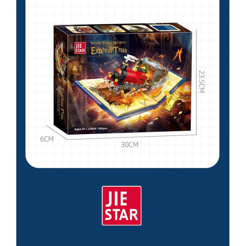 JIESTAR JJ9059 9059 CUỐN SÁCH TÀU MA THUẬT bộ đồ chơi xếp lắp ráp ghép mô hình Harry Potter WIZARD WORLD MONMENT EXPRESS TRAIN Chú Bé Phù Thủy 889 khối
