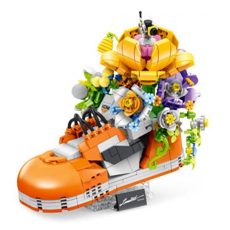 GULY 60512 CHẬU TRỒNG GIÀY THỜI THƯỢNG CHAOHUA CAM NGÔN bộ đồ chơi xếp lắp ráp ghép mô hình HIPSTER SHOE PLANT 836 khối