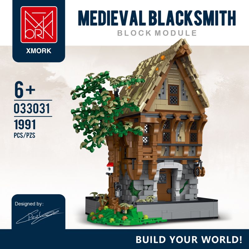 JMBRICKLAYER 30122 MorkModel 033031 Mork Model 033031 THỢ RÈN bộ đồ chơi xếp lắp ráp ghép mô hình Medieval Castle MEDIEVAL BLACKSMITH Chiến Tranh Trung Cổ 1991 khối