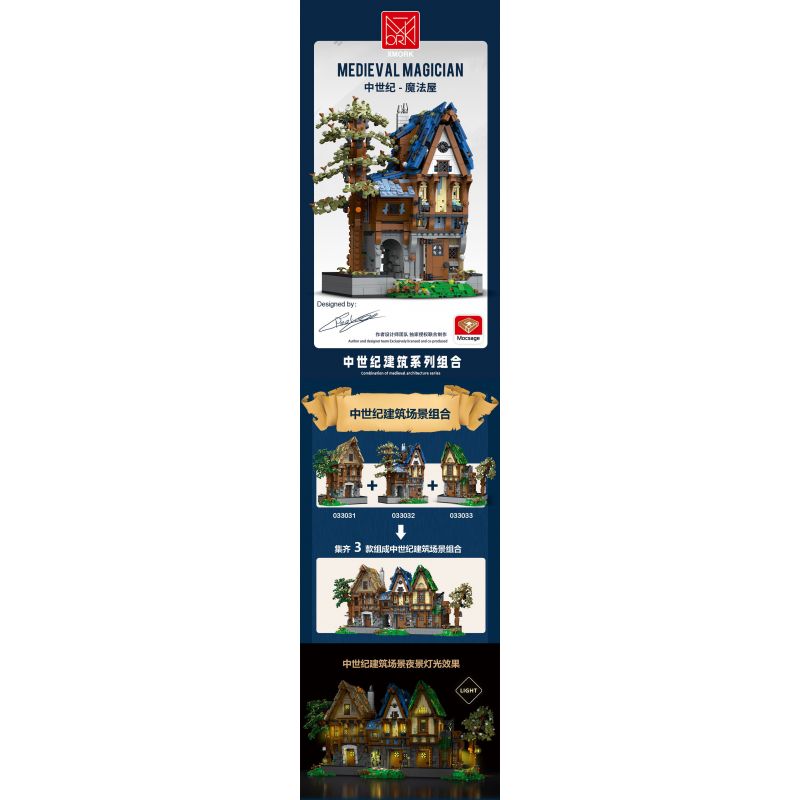 JMBRICKLAYER 30123 MorkModel 033032 Mork Model 033032 CỬA HÀNG MA THUẬT bộ đồ chơi xếp lắp ráp ghép mô hình Medieval Castle MEDIEVAL MAGICIAN Chiến Tranh Trung Cổ 2095 khối