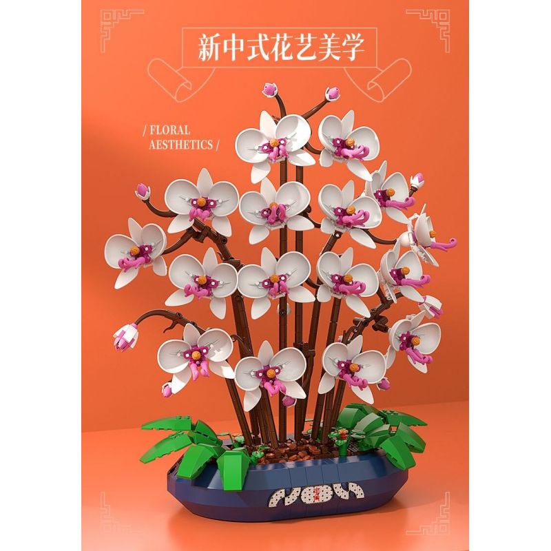 JAKI JK2908 2908 PHALAENOPSIS NGỌC TUYẾT bộ đồ chơi xếp lắp ráp ghép mô hình Creator Sáng Tạo