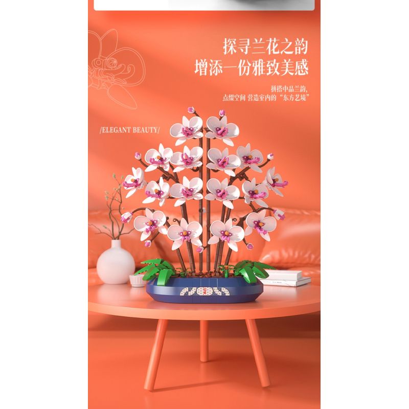 JAKI JK2908 2908 PHALAENOPSIS NGỌC TUYẾT bộ đồ chơi xếp lắp ráp ghép mô hình Creator Sáng Tạo