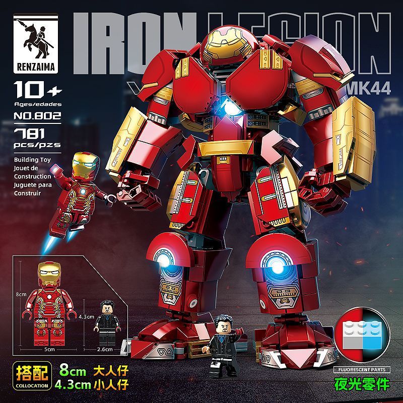 RENZAIMA 802 non Lego NGƯỜI SẮT MK44 bộ đồ chơi xếp lắp ráp ghép mô hình Super Heroes IRON LEGION MK44 Siêu Nhân Anh Hùng 781 khối