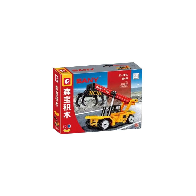 SEMBO 712049 CÔNG NGHIỆP NẶNG SANY CẦN CẨU GỖ bộ đồ chơi xếp lắp ráp ghép mô hình City ROUND LOG CRANE Thành Phố 174 khối