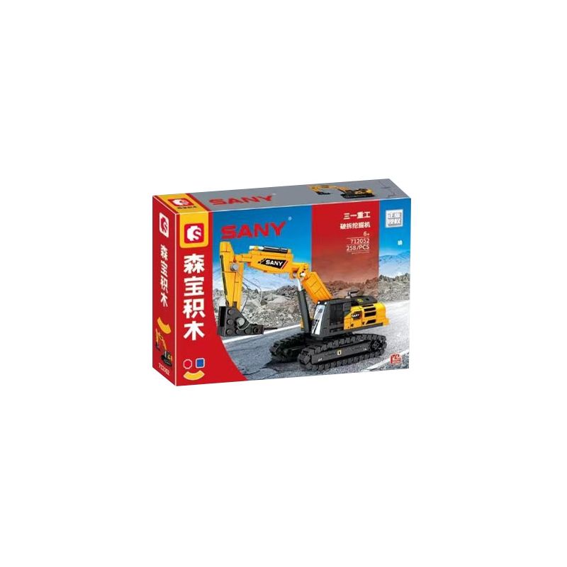 SEMBO 712052 SANY HEAVY INDUSTRY MÁY XÚC PHÁ DỠ bộ đồ chơi xếp lắp ráp ghép mô hình City DEMOLITION EXCAVATOR Thành Phố 197 khối