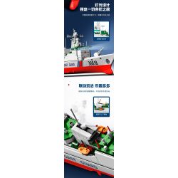 SEMBO 208038 MỘT QUỐC GIA HÙNG MẠNH TÀU CẢNH SÁT BIỂN TYPE 818 BLUE SEA GUARDIAN bộ đồ chơi xếp lắp ráp ghép mô hình Military Army Quân Sự Bộ Đội 691 khối