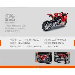 IM.MASTER QIHUI 6833 BẬC THẦY MÁY MÓC XE MÔ TÔ ĐUA GIẢ V4 bộ đồ chơi xếp lắp ráp ghép mô hình Technic Kỹ Thuật Công Nghệ Cao Mô Hình Phương Tiện 668 khối