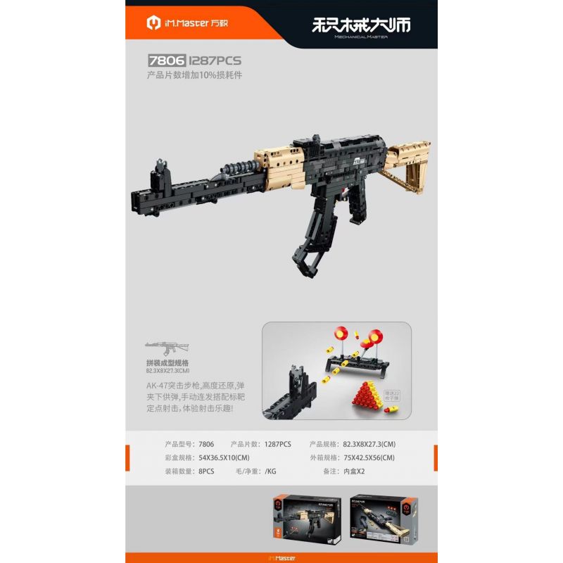 IM.MASTER QIHUI 7806 BẬC THẦY VŨ KHÍ SÚNG TIỂU LIÊN AK-47 bộ đồ chơi xếp lắp ráp ghép mô hình Technic Kỹ Thuật Công Nghệ Cao Mô Hình Phương Tiện 1287 khối