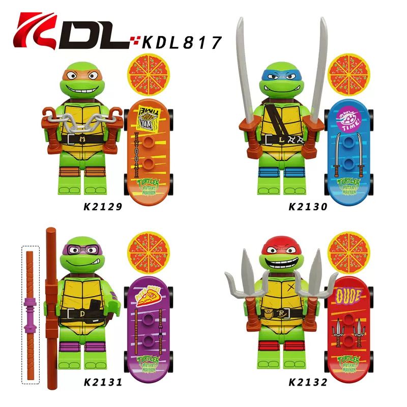 KDL 817 K2129 2129 K2130 2130 K2131 2131 K2132 2132 non Lego NINJA RÙA ĐỘT BIẾN TUỔI TEEN 4 NHÂN VẬT bộ đồ chơi xếp lắp ráp ghép mô hình Teenage Mutant Ninja Turtles