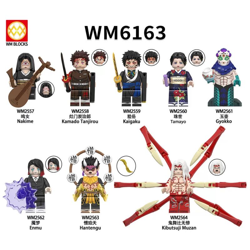 WM 6163 2557 2558 2559 2560 2561 2562 2563 2564 non Lego KẺ GIẾT QUỶ KIMETSU NO YAIBA 8 LOẠI NHÂN VẬT NHỎ bộ đồ chơi xếp lắp ráp ghép mô hình Movie & Game Phim Và Trò Chơi