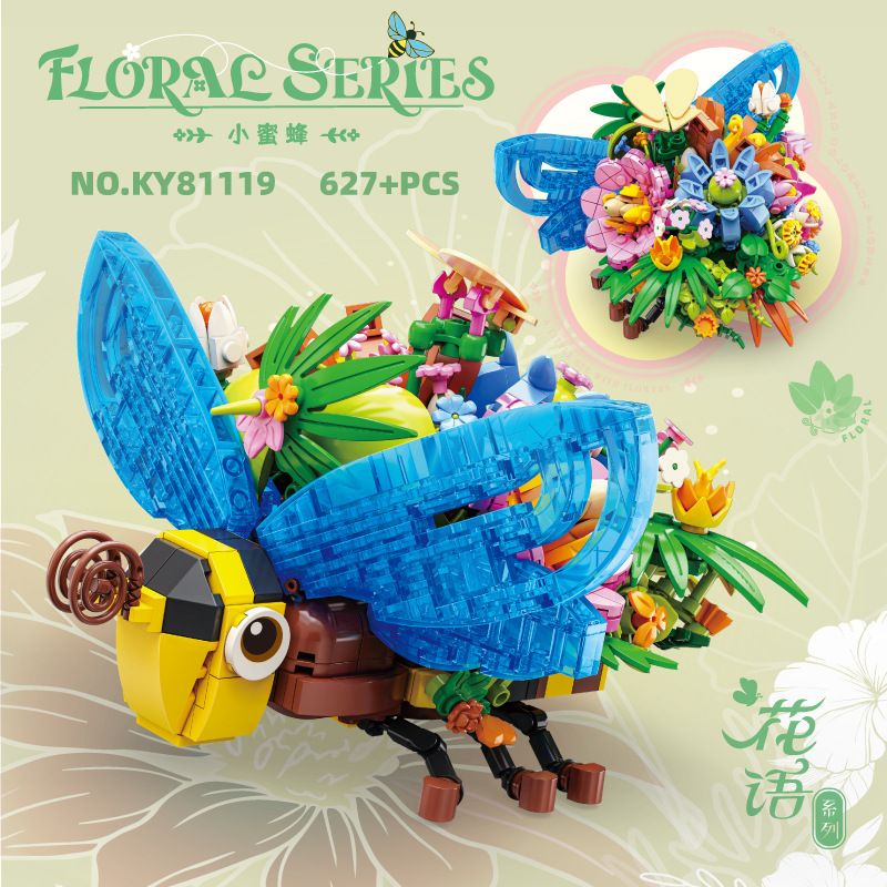 Bozhi 81119 NGÔN NGỮ HOA CON ONG NHỎ bộ đồ chơi xếp lắp ráp ghép mô hình FLORAL 627 khối