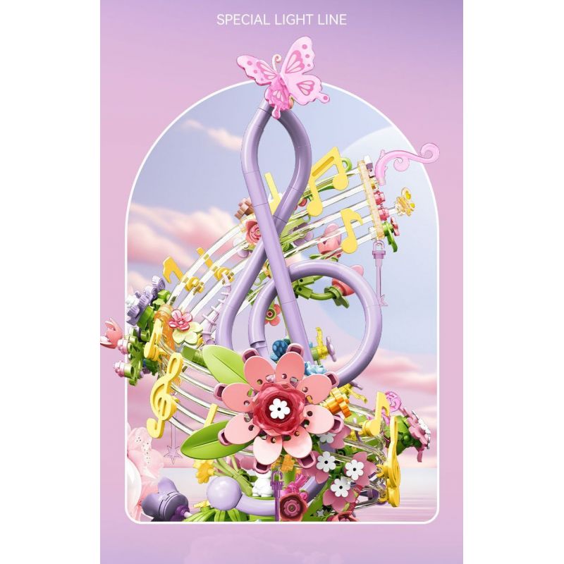 SEMBO 611096 HOA NHAN ÂM NHẠC bộ đồ chơi xếp lắp ráp ghép mô hình Creator Sáng Tạo 711 khối