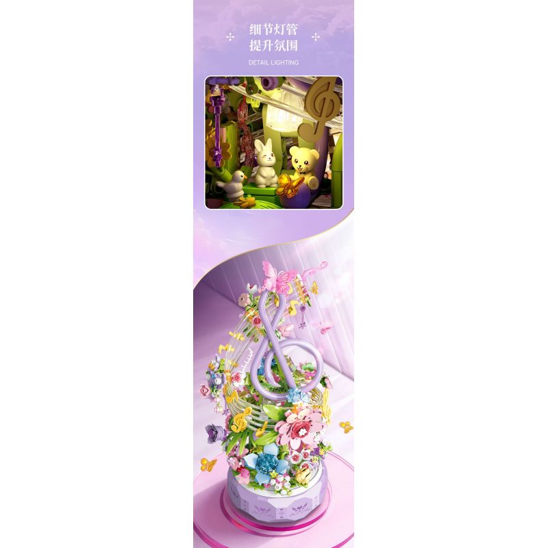 SEMBO 611096 HOA NHAN ÂM NHẠC bộ đồ chơi xếp lắp ráp ghép mô hình Creator Sáng Tạo 711 khối