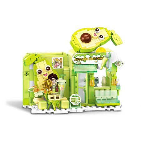 SEMBO 601561 CỬA HÀNG NƯỚC GIẢI KHÁT RICH TO LIUYOU bộ đồ chơi xếp lắp ráp ghép mô hình FUNNY JUICE 351 khối