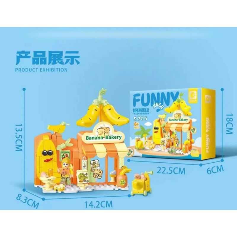 SEMBO 601562 BẠN CÓ THÍCH CỬA HÀNG BÁNH PUDDING KHÔNG? bộ đồ chơi xếp lắp ráp ghép mô hình FUNNY JUICE 310 khối