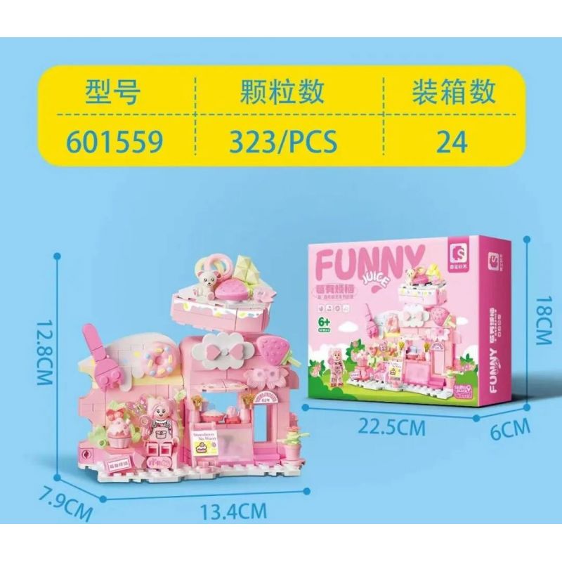 SEMBO 601562 BẠN CÓ THÍCH CỬA HÀNG BÁNH PUDDING KHÔNG? bộ đồ chơi xếp lắp ráp ghép mô hình FUNNY JUICE 310 khối