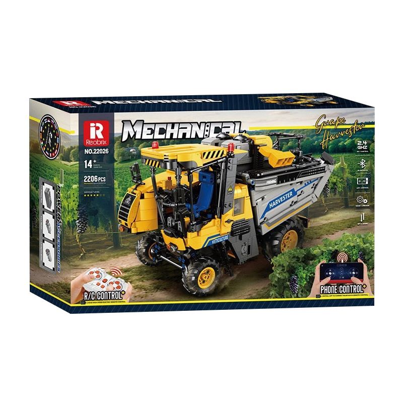 REOBRIX 22026 MÁY GẶT NHO bộ đồ chơi xếp lắp ráp ghép mô hình Technic GRAPE HARVESTER Kỹ Thuật Công Nghệ Cao Mô Hình Phương Tiện 2206 khối