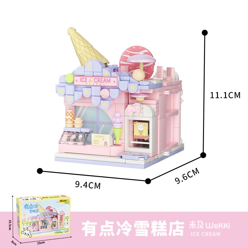 WEKKI 516614 CÓ MỘT CÔNG VIÊN SÁNG TẠO 3.0 QUÁN KEM LẠNH NHỎ bộ đồ chơi xếp lắp ráp ghép mô hình ICE CREAM STORE