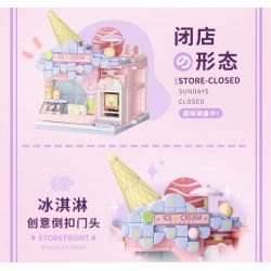 WEKKI 516614 CÓ MỘT CÔNG VIÊN SÁNG TẠO 3.0 QUÁN KEM LẠNH NHỎ bộ đồ chơi xếp lắp ráp ghép mô hình ICE CREAM STORE