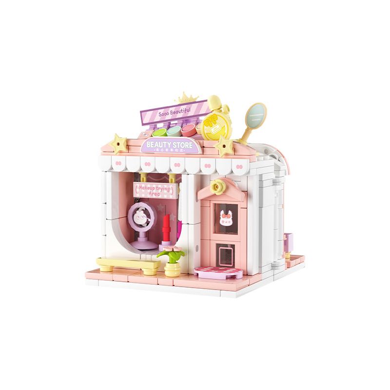 WEKKI 516615 non Lego CÓ MỘT CÔNG VIÊN SÁNG TẠO 3.0 CỬA HÀNG MỸ PHẨM LÀM ĐẸP NHỎ bộ đồ chơi xếp lắp ráp ghép mô hình MAKEUP SHOP 288 khối