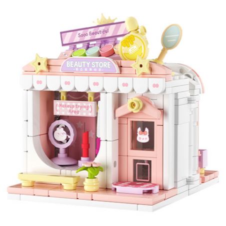 WEKKI 516615 CÓ MỘT CÔNG VIÊN SÁNG TẠO 3.0 CỬA HÀNG MỸ PHẨM LÀM ĐẸP NHỎ bộ đồ chơi xếp lắp ráp ghép mô hình MAKEUP SHOP 288 khối