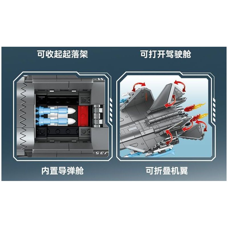 SEMBO 202244 MÁY BAY CHIẾN ĐẤU TRÊN TÀU SÂN J-35 bộ đồ chơi xếp lắp ráp ghép mô hình Military Army Quân Sự Bộ Đội 621 khối