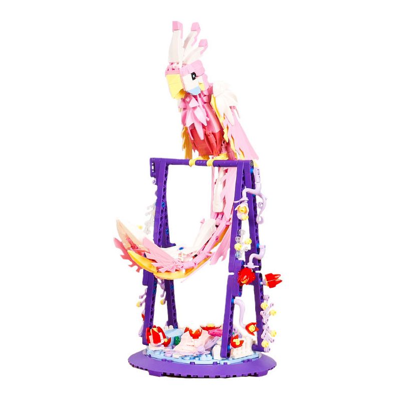 DK 6014 non Lego VẸT NHÀO LỘN MÀU HỒNG bộ đồ chơi xếp lắp ráp ghép mô hình PARROT FLOWER FRAME 630 khối