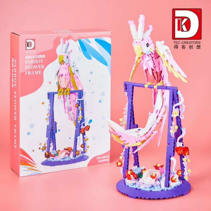 DK 6014 VẸT NHÀO LỘN MÀU HỒNG bộ đồ chơi xếp lắp ráp ghép mô hình PARROT FLOWER FRAME 630 khối