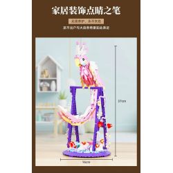 DK 6014 VẸT NHÀO LỘN MÀU HỒNG bộ đồ chơi xếp lắp ráp ghép mô hình PARROT FLOWER FRAME 630 khối