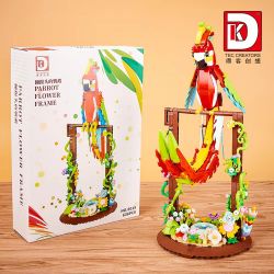 DK 6015 VẸT NHÀO LỘN MÀU ĐỎ bộ đồ chơi xếp lắp ráp ghép mô hình PARROT FLOWER FRAME 636 khối