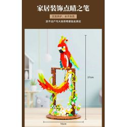 DK 6015 VẸT NHÀO LỘN MÀU ĐỎ bộ đồ chơi xếp lắp ráp ghép mô hình PARROT FLOWER FRAME 636 khối