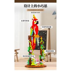 DK 6015 VẸT NHÀO LỘN MÀU ĐỎ bộ đồ chơi xếp lắp ráp ghép mô hình PARROT FLOWER FRAME 636 khối