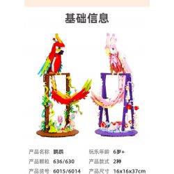 DK 6015 VẸT NHÀO LỘN MÀU ĐỎ bộ đồ chơi xếp lắp ráp ghép mô hình PARROT FLOWER FRAME 636 khối