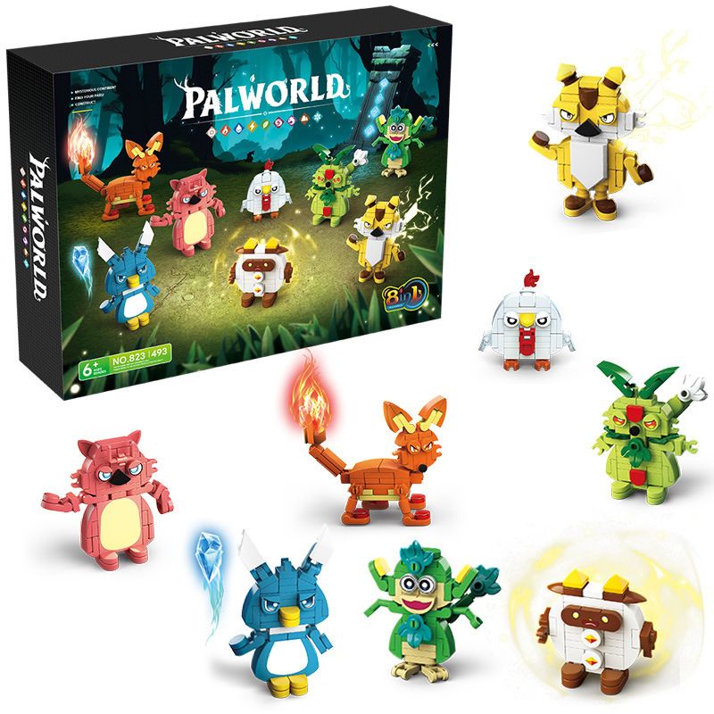 823 non Lego 8 LOẠI QUÁI THÚ TƯỞNG TƯỢNG PALLU bộ đồ chơi xếp lắp ráp ghép mô hình Movie & Game PALWORLD Phim Và Trò Chơi 493 khối