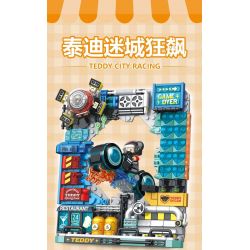 INBRIXX 881505 GẤU BÔNG CUỘC ĐUA THÀNH PHỐ TEDDY bộ đồ chơi xếp lắp ráp ghép mô hình TEDDY CITY RACING