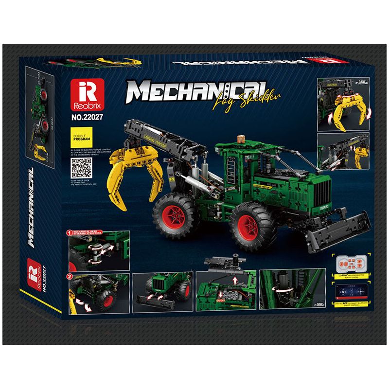 REOBRIX 22027 MÁY KÉO TRƯỢT bộ đồ chơi xếp lắp ráp ghép mô hình Technic LOG SKIDDER Kỹ Thuật Công Nghệ Cao Mô Hình Phương Tiện 1741 khối