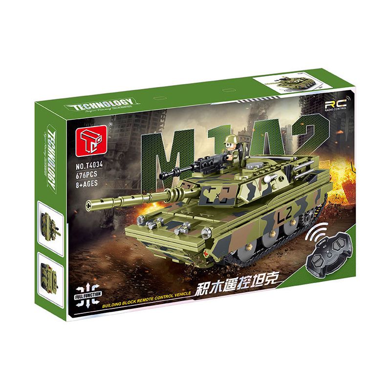 TYGOLL T4034 4034 XE TĂNG ĐIỀU KHIỂN TỪ XA M1A2 bộ đồ chơi xếp lắp ráp ghép mô hình Military Army Quân Sự Bộ Đội 676 khối