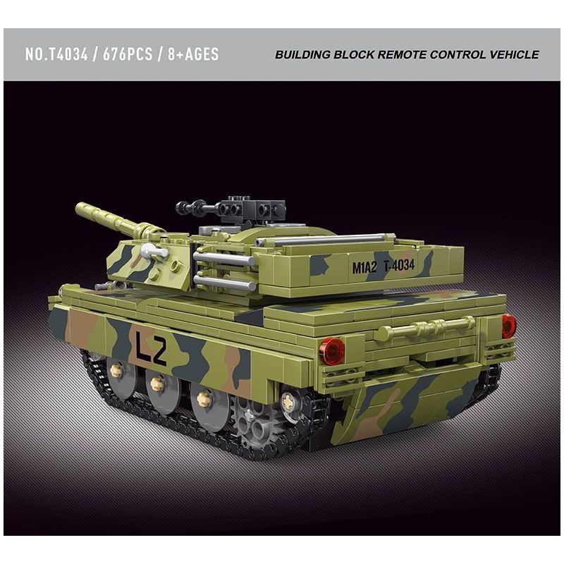 TYGOLL T4034 4034 XE TĂNG ĐIỀU KHIỂN TỪ XA M1A2 bộ đồ chơi xếp lắp ráp ghép mô hình Military Army Quân Sự Bộ Đội 676 khối