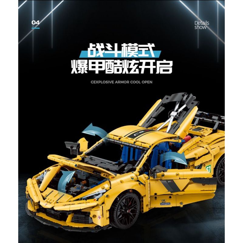 GULY 10622 TÀU HỘ TỐNG 1:8 tỷ lệ 1:8 bộ đồ chơi xếp lắp ráp ghép mô hình Technic KERVTTE SPORTCAR Kỹ Thuật Công Nghệ Cao Mô Hình Phương Tiện 3788 khối