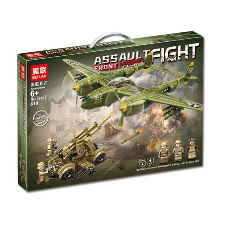 AMERICAN LEAGUE 98301 PHÁO PHÒNG KHÔNG 88MM CỦA ĐỨC TIÊM KÍCH P-38 MỸ bộ đồ chơi xếp lắp ráp ghép mô hình Military Army Quân Sự Bộ Đội
