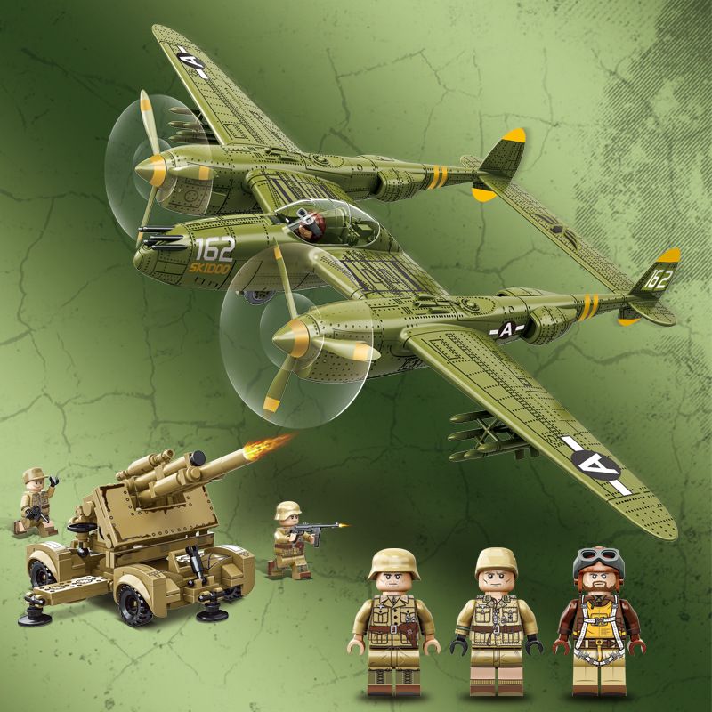 AMERICAN LEAGUE 98301 PHÁO PHÒNG KHÔNG 88MM CỦA ĐỨC TIÊM KÍCH P-38 MỸ bộ đồ chơi xếp lắp ráp ghép mô hình Military Army Quân Sự Bộ Đội