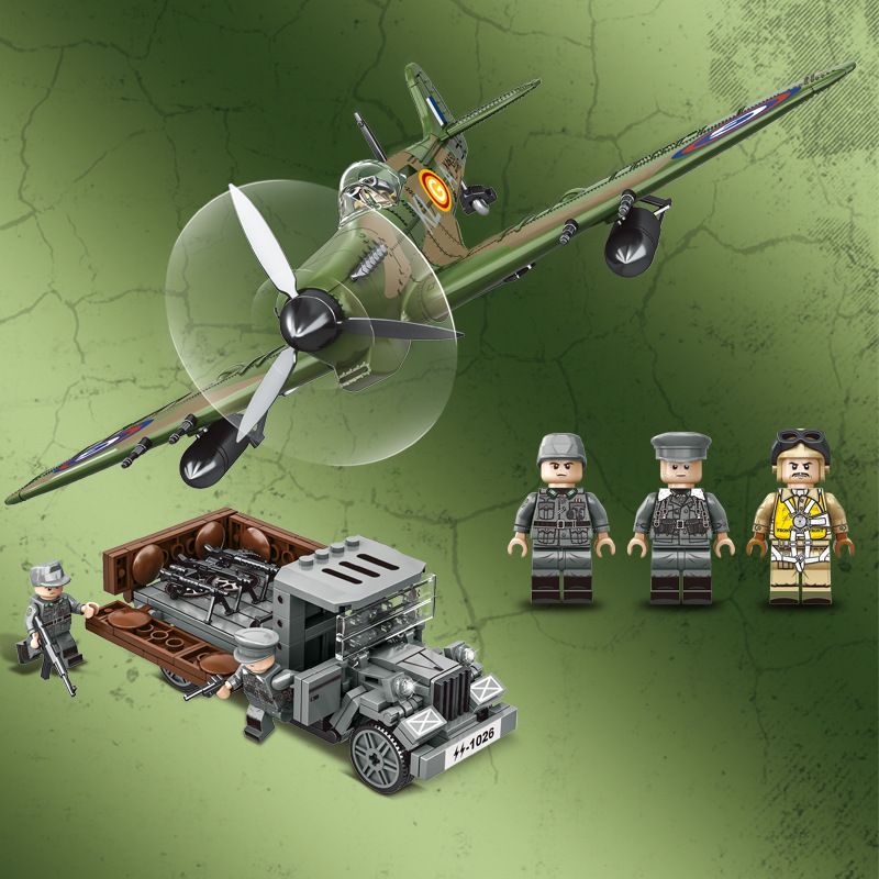 AMERICAN LEAGUE 98302 XE TẢI OPEL CỦA ĐỨC TIÊM KÍCH SPITFIRE ANH bộ đồ chơi xếp lắp ráp ghép mô hình Military Army Quân Sự Bộ Đội