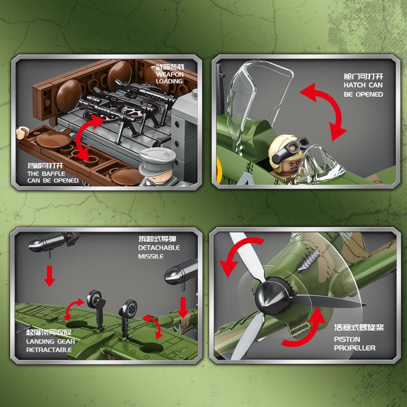 AMERICAN LEAGUE 98302 XE TẢI OPEL CỦA ĐỨC TIÊM KÍCH SPITFIRE ANH bộ đồ chơi xếp lắp ráp ghép mô hình Military Army Quân Sự Bộ Đội