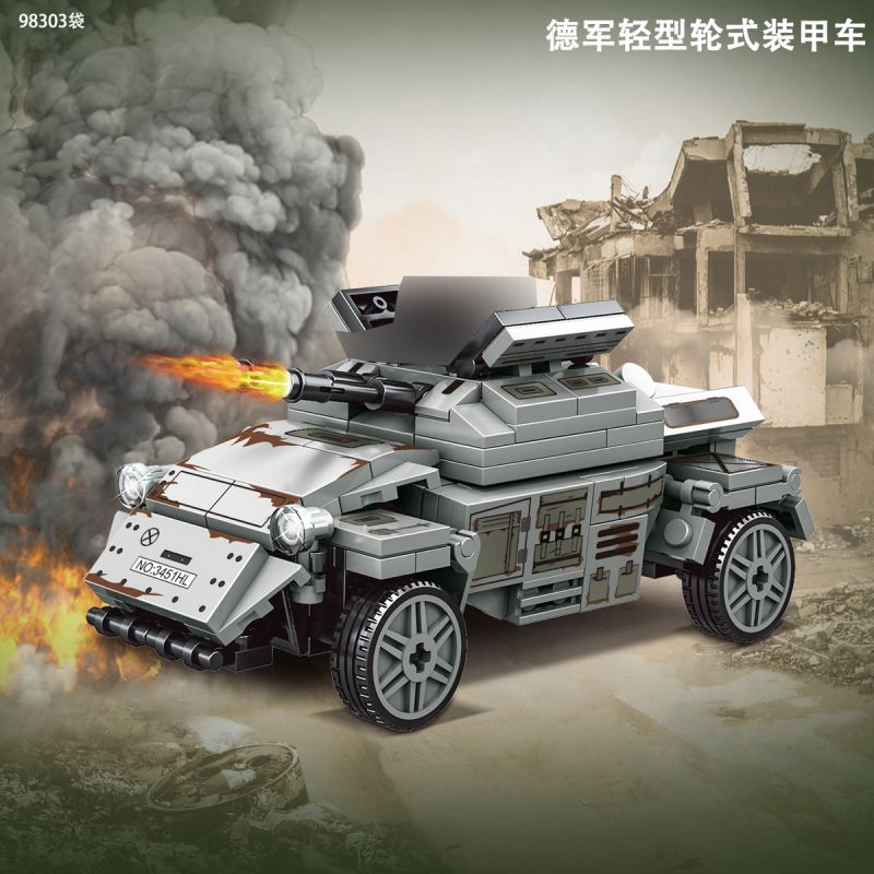 AMERICAN LEAGUE 98303 non Lego XE BỌC THÉP HẠNG NHẸ CỦA ĐỨC bộ đồ chơi xếp lắp ráp ghép mô hình Military Army Quân Sự Bộ Đội